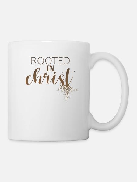 Verwurzelt in Christus Baum des Lebens Gläubige - Tasse - Weiß