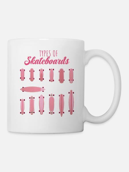 Typen von Skateboards Mädchen Design - Tasse - Weiß