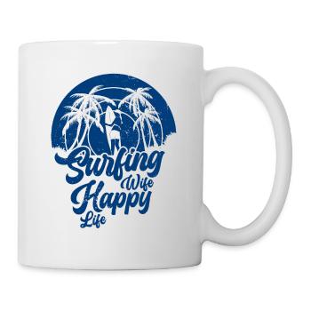 Surf femme Happy Life Wellenreiten Surfen Surfer - Mug blanc - blanc - Droite