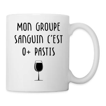 Mon groupe sanguin c'est O+ Pastis - Mug blanc - blanc - Droite