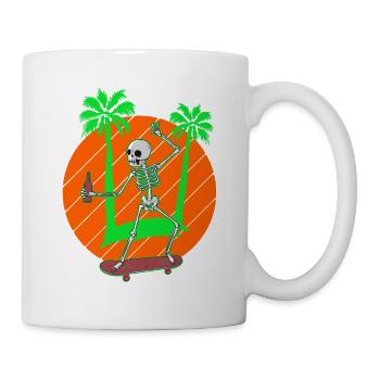 Skateboarding Skeleton Skater Palms and Drink - Mug - white - Right