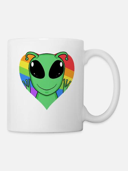 Alien Lgbt Regenbogen Farben - Tasse - Weiß