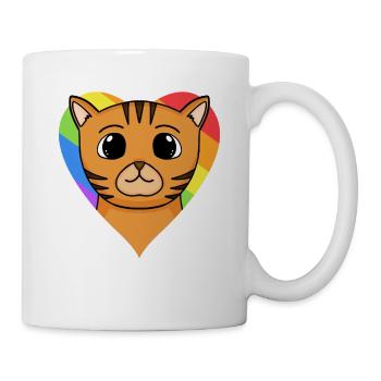 LGBT Katze Bengalkatze Regenbogen - Tasse - Weiß - Rechts