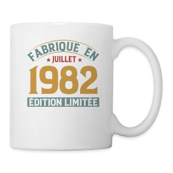 Fabriqué En Juillet 1982 Anniversaire Vintage 1982 - Mug blanc - blanc - Droite