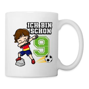 Fußballjunge It's My 9. Geburtstag Deutsche Flagge - Tasse - Weiß - Rechts