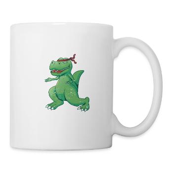Karatesaurus Trex Karate Lustig Dinosaurier Kampf - Tasse - Weiß - Rechts