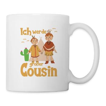 Ich werde Großer Cousin Indianer Cousins Geschenk - Tasse - Weiß - Rechts