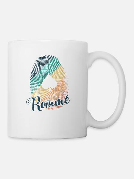 Rommé spielen Fingerabdruck Kartenspiel Romme - Tasse - Weiß