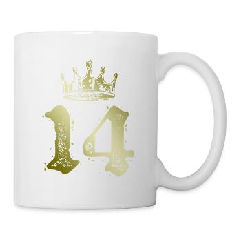 14 Zahl Krone - Tasse - Weiß - Rechts
