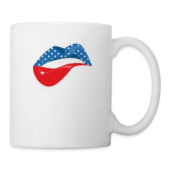 Lèvre mordante Drapeau américain Étoiles Rayures Reproductiv - Mug blanc - blanc - Droite