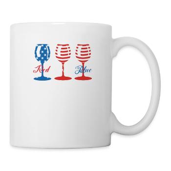 Red Wine & Blue Wine Glasses Red White Blue 4th of - Mug - white - Right