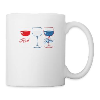 Red Wine & Blue Wine Glasses Red White Blue 4th of - Mug - white - Right