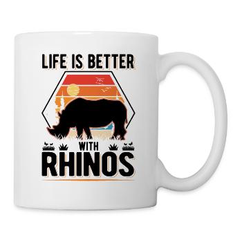 Life is better with Rhinos Nashorn - Tasse - Weiß - Rechts