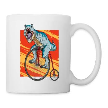 T-Rex Fahrrad Dinosaurier Hochrad Tyrannosaurus - Tasse - Weiß - Rechts