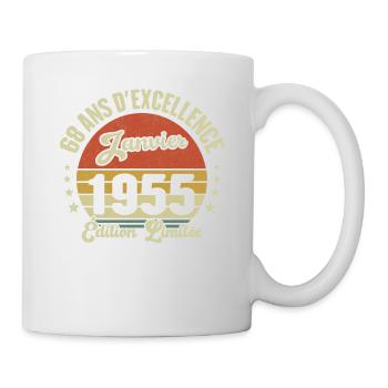 68 Ans Janvier 1955 Anniversaire Vintage Cadeau - Mug blanc - blanc - Droite