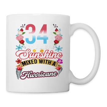34 years of sunshine mixed with a small - Mug - white - Right