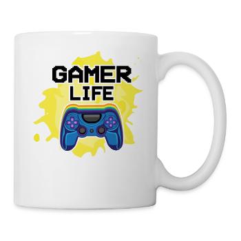 Gamer Life Quote Gamepad Geschenk Videospiel - Tasse - Weiß - Rechts