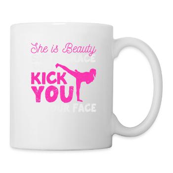 Drôle de Karaté Fille Tae-Kwon Do Elle est beauté - Mug blanc - blanc - Droite