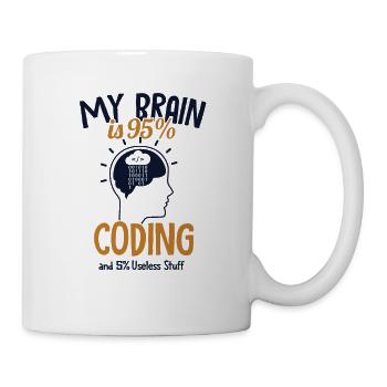 My Brain is 95% Coding Full Stack Coder Software - Mug - white - Right