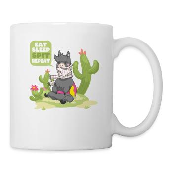 Eat Sleep Spit Repeat Llama Vicuna Guanaco - Mug - white - Right