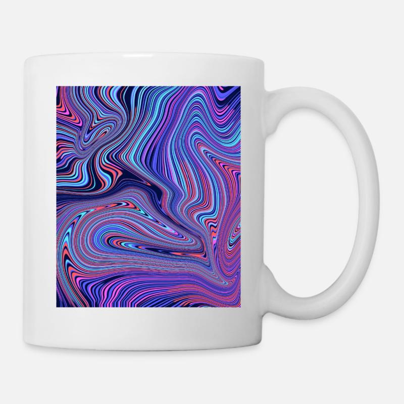 Lila und blaues Marmormuster - Tasse - Weiß