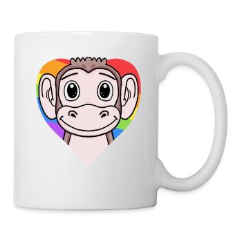 LGBT Tier Affe Regenbogen - Tasse - Weiß - Rechts