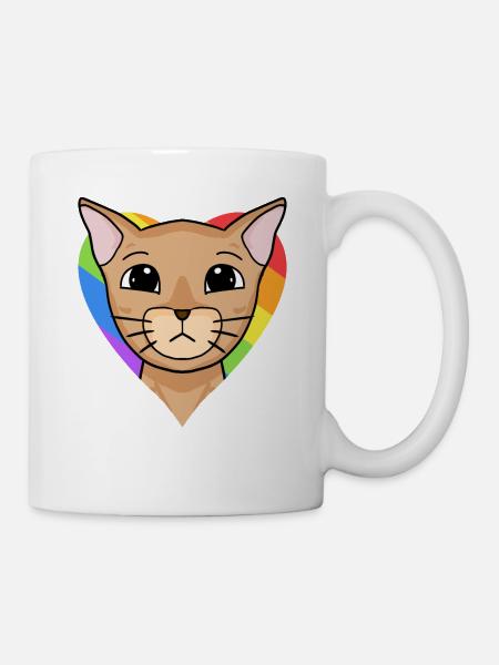 LGBT Katze Abessinierkatze Regenbogen - Tasse - Weiß