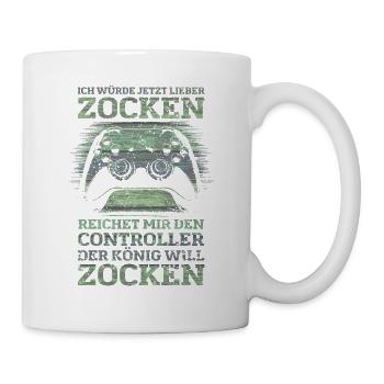 Der König will zocken Gamer Spruch mit Controller - Tasse - Weiß - Rechts