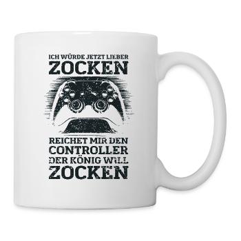 Der König will zocken Gamer Spruch mit Controller - Tasse - Weiß - Rechts