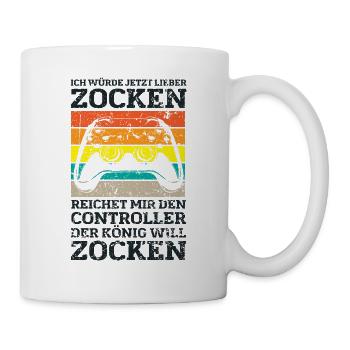 Der König will zocken Gamer Spruch mit Controller - Tasse - Weiß - Rechts
