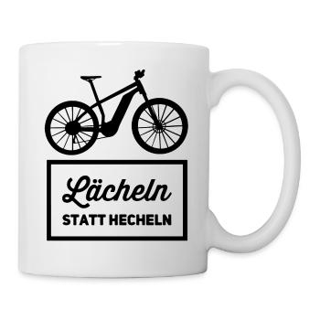 Lächeln statt hecheln E-MTB E-Bike Fahrer - Tasse - Weiß - Rechts
