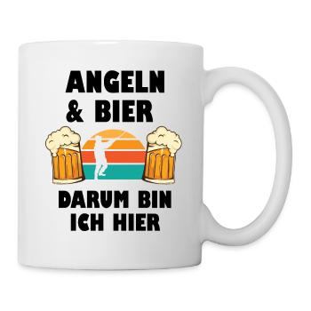 Angeln & Bier Darum Bin Ich Hier - Tasse - Weiß - Rechts