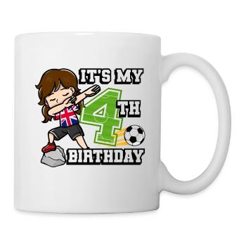 Fille de football C’est mon 4ème anniversaire - Mug blanc - blanc - Droite