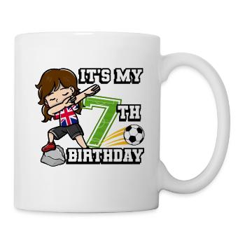 Football girl C’est mon drapeau de 7ème anniversaire - Mug blanc - blanc - Droite