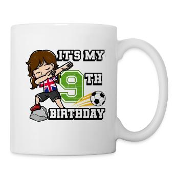 Fille de football C’est mon 9ème anniversaire - Mug blanc - blanc - Droite