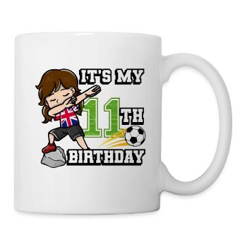 Soccer Girl C’est mon 11e anniversaire Flag Des - Mug blanc - blanc - Droite