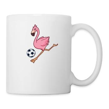 Comic Flamingo plays football - Mug - white - Right