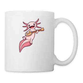 Comic Axolotl plays banjo - Mug - white - Right