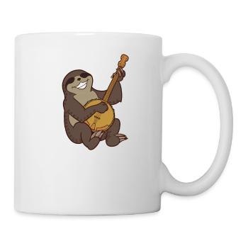 Comic sloth plays banjo - Mug - white - Right