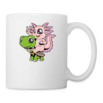 Comic - L’axolotl doux est assis sur une tortue - Mug blanc - blanc - Droite