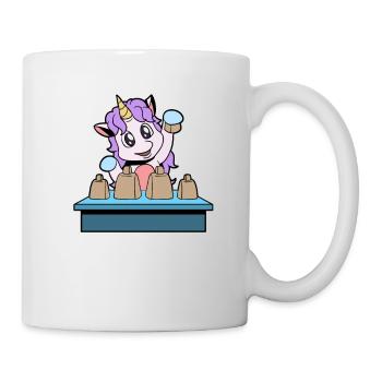 Comic Unicorn plays cowbells - Mug - white - Right