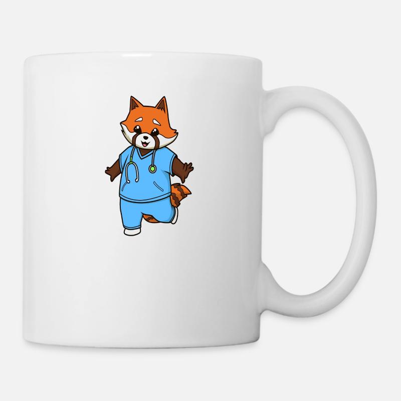 Comic Roter Panda Krankenschwester - Tasse - Weiß