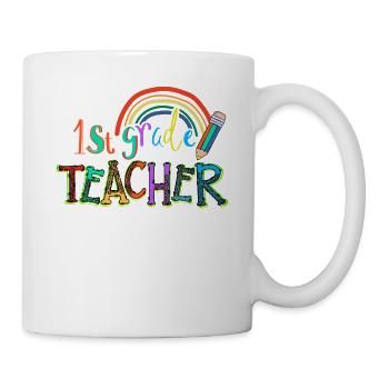 Leopard 1st Grade Teacher Rainbow - Tasse - Weiß - Rechts