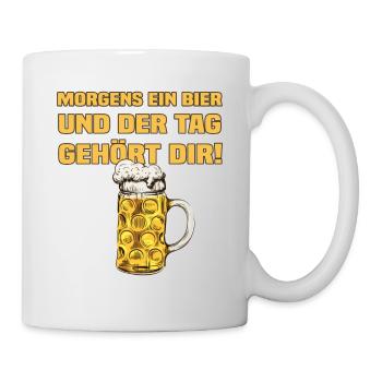 Morgens Ein Bier - Lustiger Bier Spruch - Tasse - Weiß - Rechts