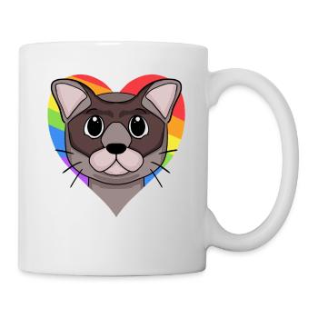 Burma Katze Regenbogen Herz - Tasse - Weiß - Rechts