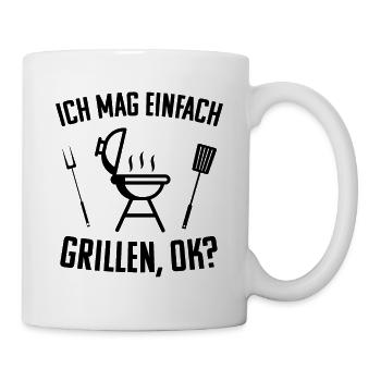 Grillen Spruch Humor Grill - Tasse - Weiß - Rechts