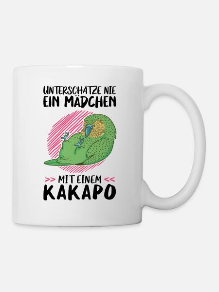 Mädchen mit Kakapo flugunfähiger Papagei - Tasse - Weiß