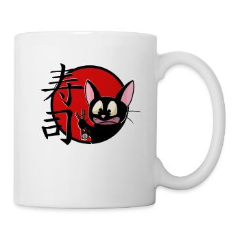 mignon drôle manga cat shirt autocollant - Mug blanc - blanc - Droite
