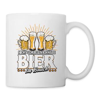 Nicht schubsen ich habe Bier im Bauch Bier - Tasse - Weiß - Rechts