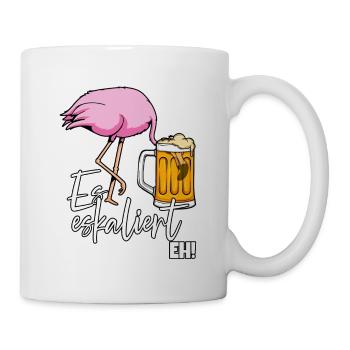 Es Eskaliert Eh Flamingo Bier Disko Festival - Tasse - Weiß - Rechts